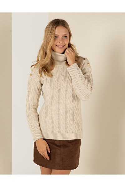 Pierre Cardin سترة كريم ميلانج ذات الياقة المدورة ذات المقاس العادي 50259839 ...