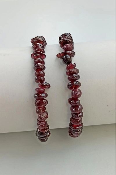 Pozitif Doğal Taş Lal Garnet Bracelet Kırıktaş 411-2
