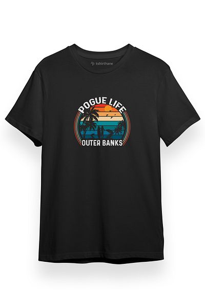 Tshirthane Ανδρικό μπλουζάκι Outer Banks Pogue Life μαύρο κοντομάνικο