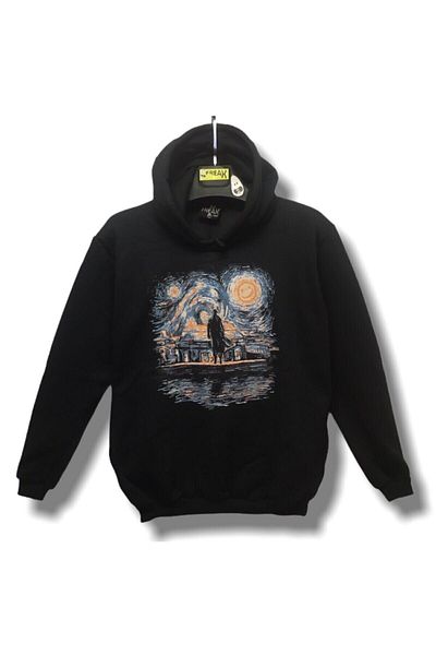 Pisa Art Unisex Μαύρο Sherlock Holmes Starry Night Hoodie