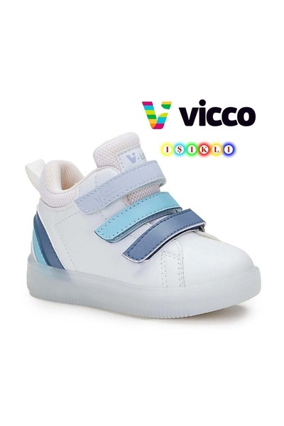 Vicco Rainbow Işıklı Ortopedik Çocuk Boğazlı Spor Ayakkabı MAVİ