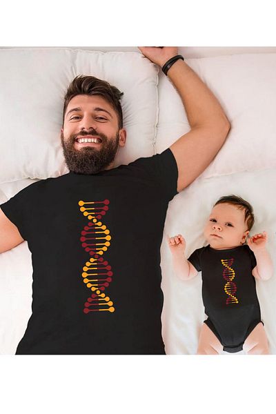 Tshirthane Κίτρινο κόκκινο DNA Father Son Girl - Τιμή ενός είδους, Προσθήκη σε 2 τεμάχια στο καλάθι