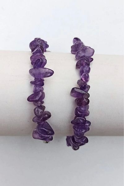 Pozitif Doğal Taş Amethyst Bracelet Kırıktaş 404-1