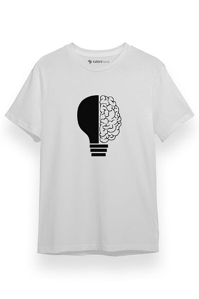 Tshirthane Ανδρικό μπλουζάκι Lightbulb & Brain White με κοντό μανίκι