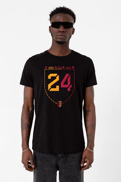 Tshirthane Μαύρο ανδρικό μπλουζάκι 24 Championship