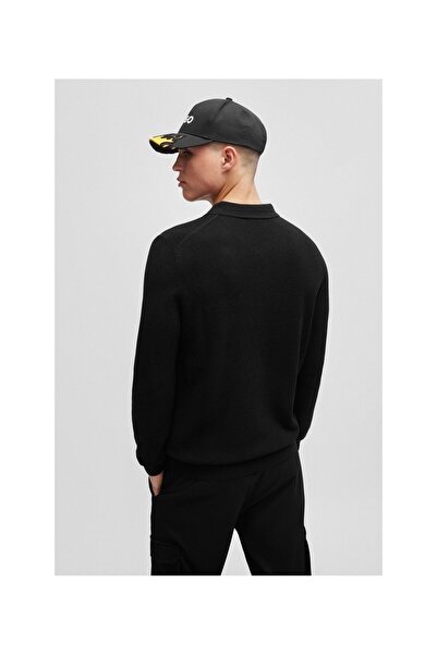 HUGO Yığma Logolu Rozetli Fermuarlı Yaka Polo Yaka Kazak