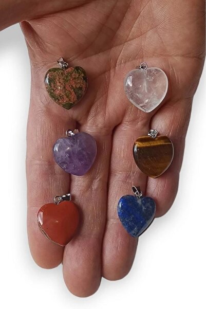 Pozitif Doğal Taş 6 Adet Kolye Ucu Ametist, Lapis, Kuvars, Jasper, Unakit, Ka...