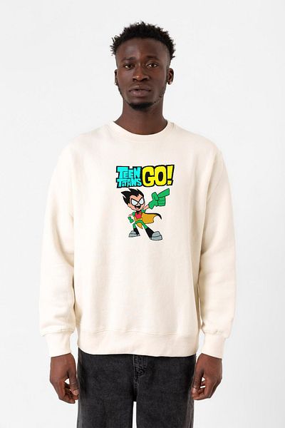 Tshirthane Мъжки суитшърт Teen Titans Go Robin в цвят екрю 2ip