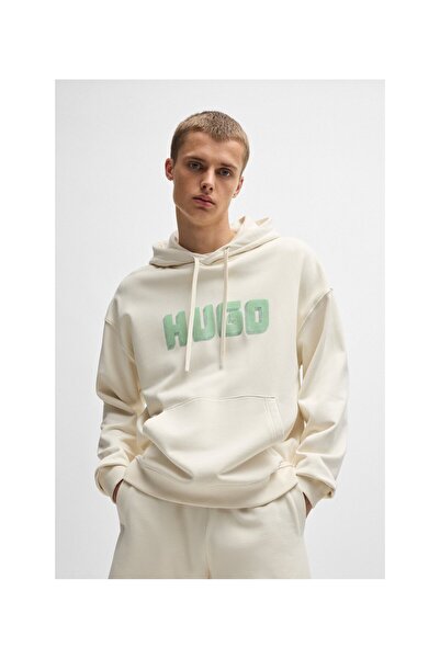HUGO Fransız Havlu Kumaşından Logo Baskılı Kapüşonlu Sweatshirt