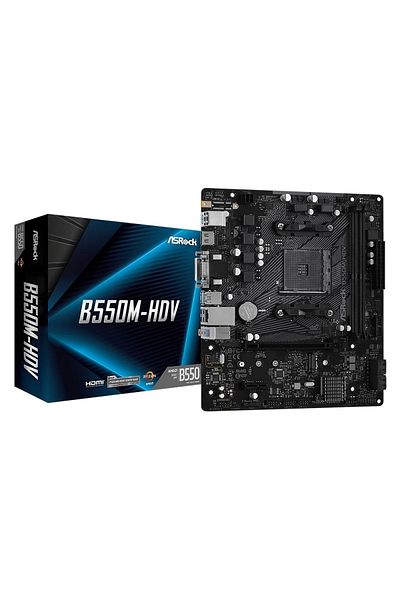 ASROCK B550m-hdv Am4، Ddr4، 4733mhz HDMI / DVI / VGA، M.2، PCI-e 4.0، USB3.2 Matx اللوحة الأم - بدون صندوق