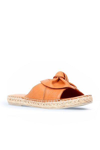 Bueno Shoes Tan Δερμάτινες Γυναικείες Παντόφλες Espadrille - 01wl4605