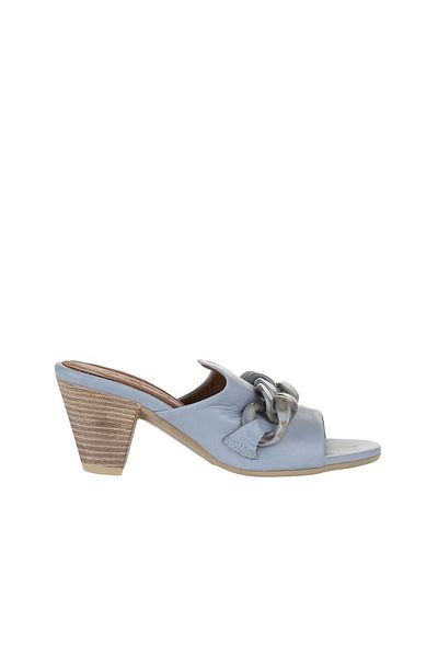 Bueno Shoes Papuci de damă din piele albastră cu toc - 01wu11300