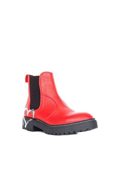 Bueno Shoes Γυναικείες Κόκκινες Δερμάτινες Flat Μπότες - 01wr4204
