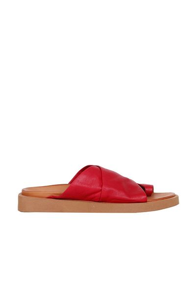 Bueno Shoes Flip-flops din piele roșie pentru femei - 01ws2809