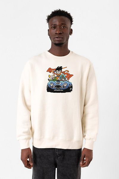 Tshirthane Dragon Ball Z Anime Goku Racer Ecru Ανδρικό φούτερ 2ip