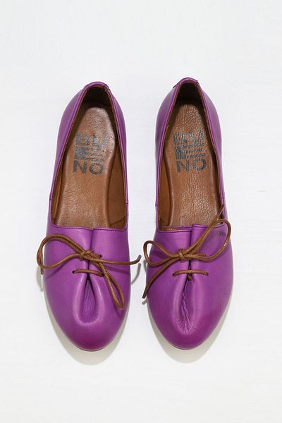 Bueno Shoes Λιλά Δερμάτινες Γυναικείες Flat Μπαλαρίνες 01wl1237