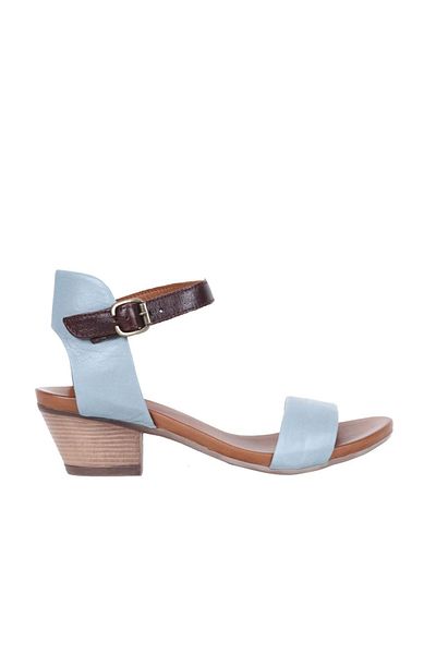 Bueno Shoes Sandale cu toc din piele albastră pentru femei - 01wj1802