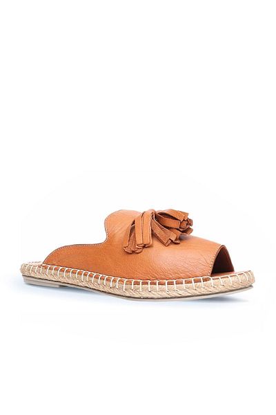 BUENO Shoes Taba Deri Kadın Espadril Terlik 01wj0311