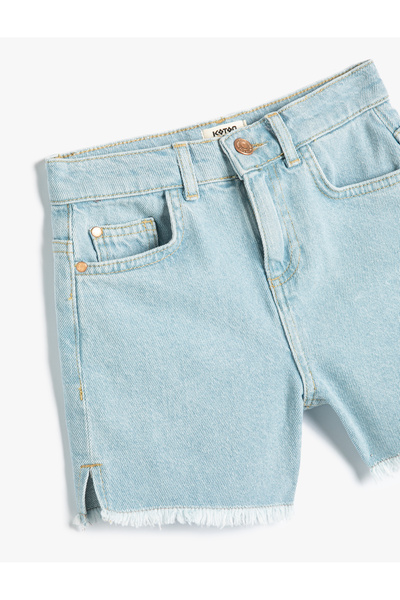 Koton Basic Kot Şort Püskül Detaylı Pamuklu