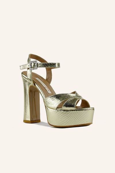 MARCATELLI Gold Print Heeled Shoes