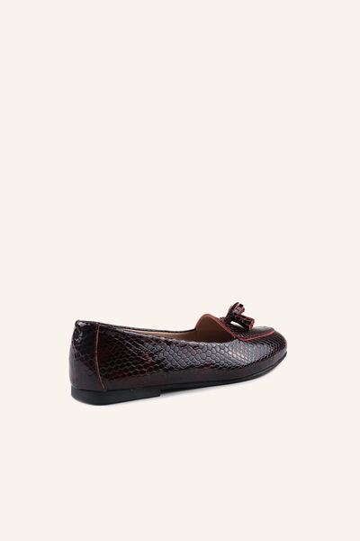 MARCATELLI Bordo Baskı 12 Deri Loafer Babet
