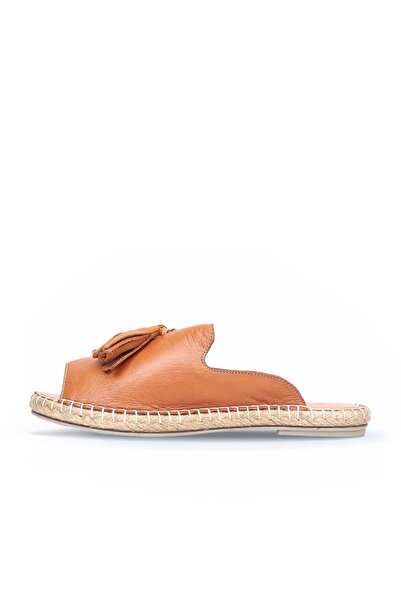 BUENO Shoes Taba Deri Kadın Espadril Terlik 01wj0311