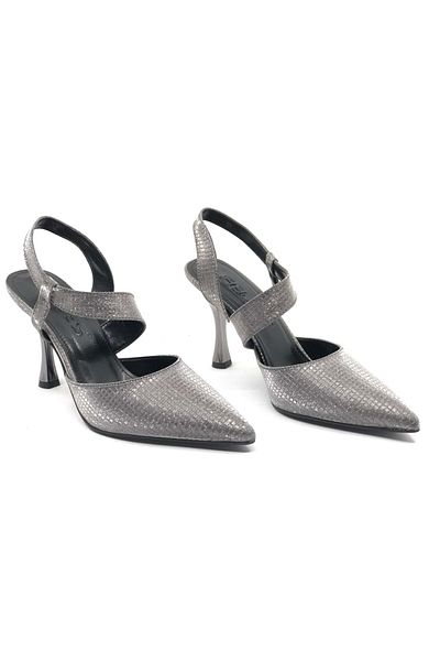 KOCAMANLAR Feles Pantofi cu toc stiletto cu spatele deschis detaliat în cruce pentru femei PLATINUM