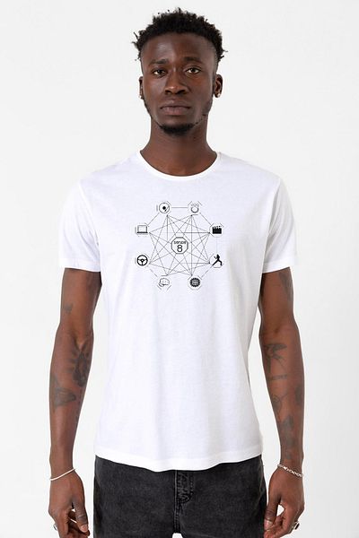 Tshirthane Ανδρικό ποδηλατικό μπλουζάκι Sense8 Sensates Cluster White