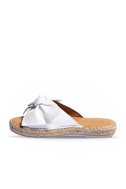 BUENO Shoes Beyaz Deri Kadın Espadril Terlik 01wl4605