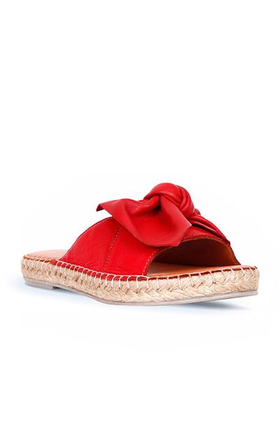 Bueno Shoes Papuci espadrille din piele roșie pentru femei - 01wl4605