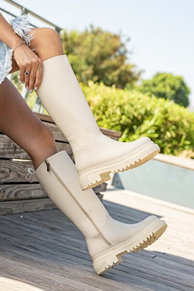 KOCAMANLAR Feles Χοντρή σόλα κάτω από το γόνατο Άνετα Γυναικείες Μπότες ΜΠΕΖ