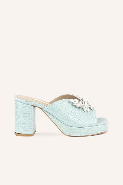 MARCATELLI Papuci cu toc Farah Crocodil Albastru