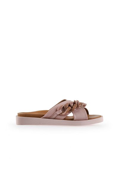 Bueno Shoes Papuci de casă din piele pentru femei Dusty Rose - 01wu3312