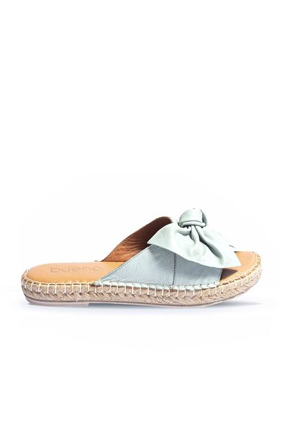 BUENO Papuci espadrile de damă din piele albastră - 01wl4605