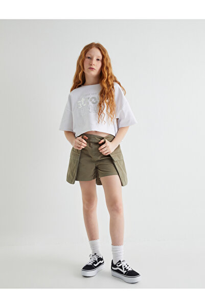 Koton Μίνι τζιν φούστα Cargo με λεπτομέρεια βαμβακερή τσέπη