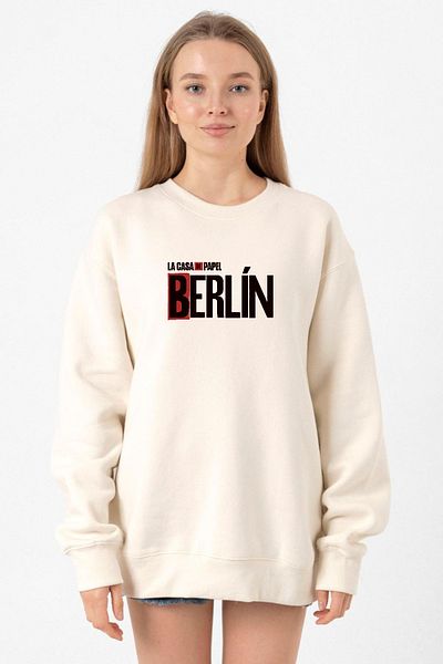 Tshirthane La Casa De Papel Berlin Ecru Women's 2ip Sweatshirt
