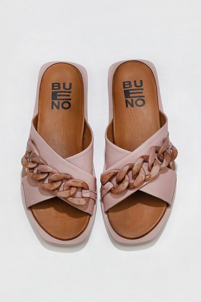 Bueno Shoes Papuci de casă din piele pentru femei Dusty Rose - 01wu3312