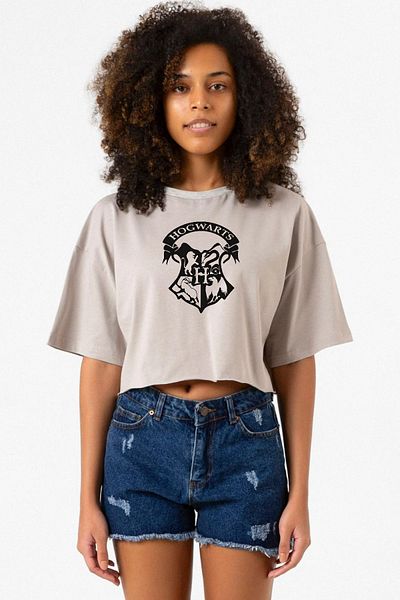 Tshirthane Hp Hogwarts Stone Color Women's Crop Hoodie