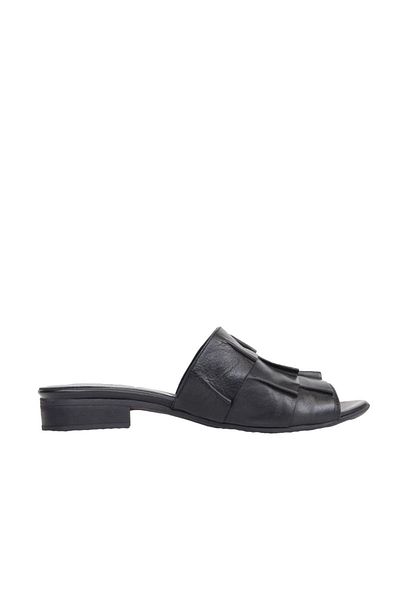 BUENO Shoes Siyah Deri Kadın Düz Terlik 01wn5101