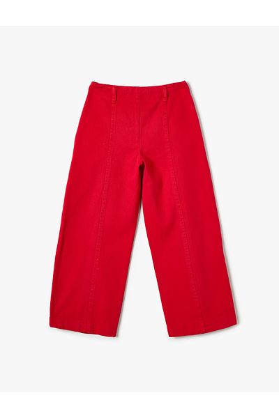 Koton Wide Leg Jeans Stitching Detailed Pocket Buttoned Cotton