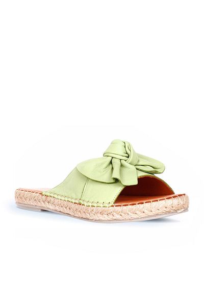 Bueno Shoes Πράσινες δερμάτινες γυναικείες παντόφλες Espadrille - 01wl4605