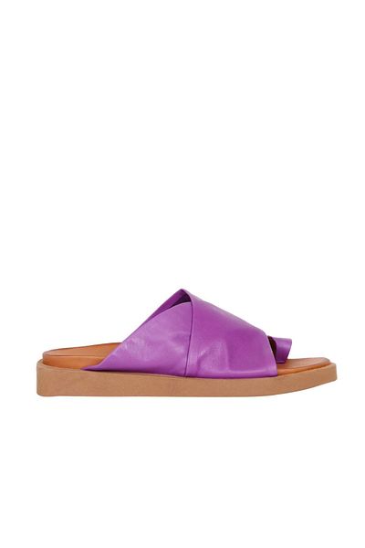 Bueno Shoes Λιλά Δερμάτινες Γυναικείες Σαγιονάρες - 01ws2809