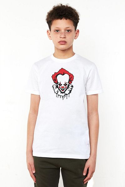 Tshirthane Tricou Pennywise Face alb pentru copii