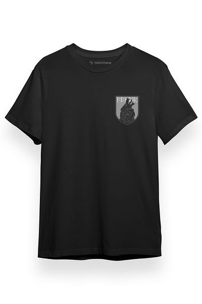 Tshirthane Ανδρικό μπλουζάκι Ragnarok Fenrir Logo Μαύρο κοντομάνικο