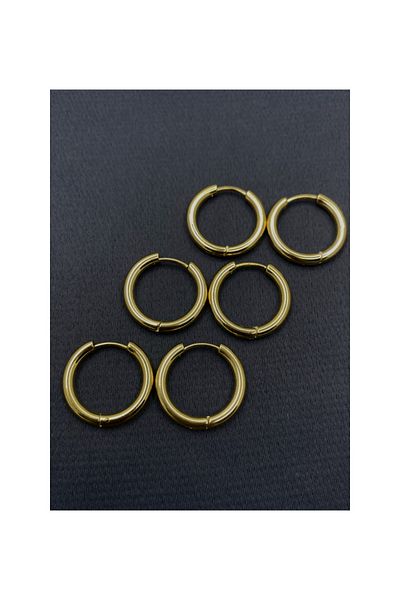 La Vita jewelry Gold Color 6-Piece Pipe Hoop Earring Set