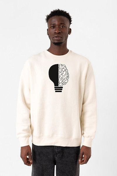 Tshirthane Мъжки суитшърт Lightbulb & Brain Ecru 2ip