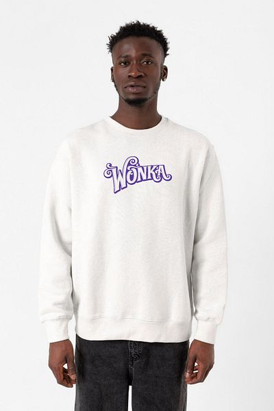 Tshirthane Λευκό ανδρικό φούτερ με λογότυπο Willy Wonka
