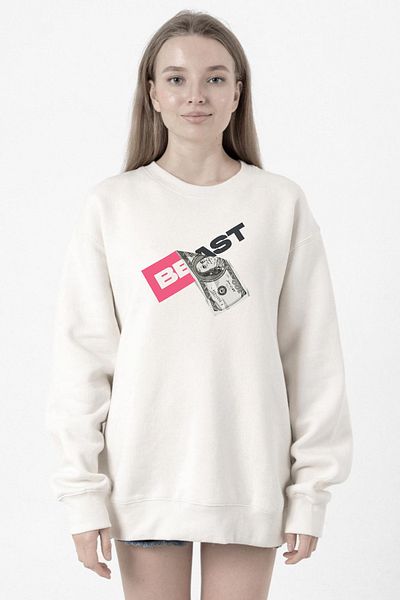 Tshirthane Mr Beast Dollar Bill White Women's 2ip Sweatshirt
