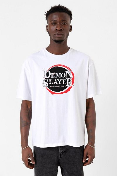 Tshirthane Demon Slayer Anime Squad Demon Slayer Kimetsu No Yaiba Λευκό ανδρικό μπλουζάκι μεγάλου μεγέθους