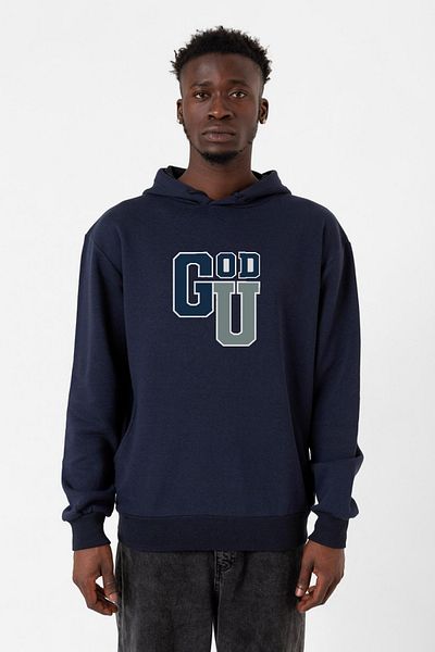 Tshirthane Мъжки суичър с качулка 3ip, тъмносин, със съкращение от университета „Ген. В. Годолкин“